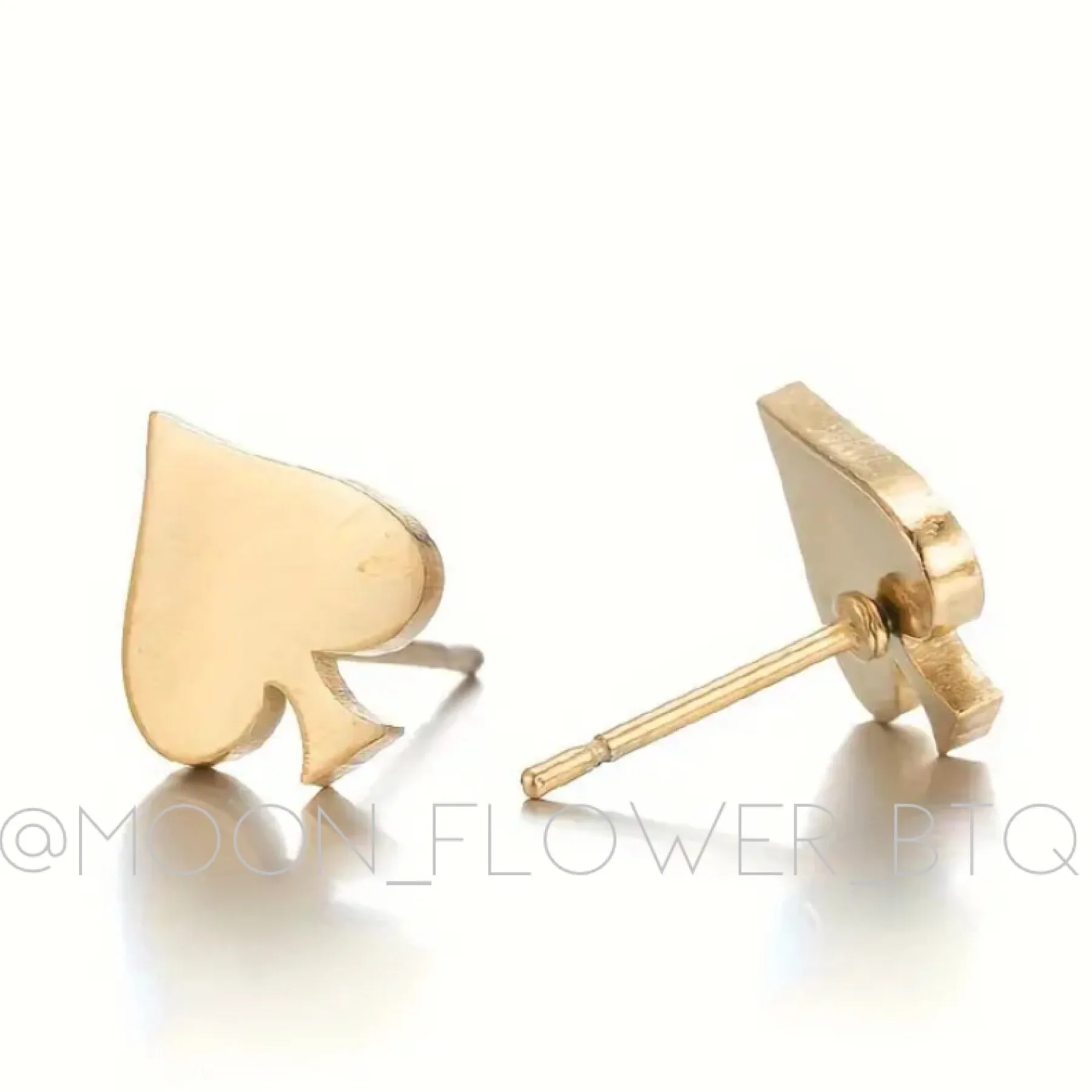Tiny Gold Spade Stud Earrings