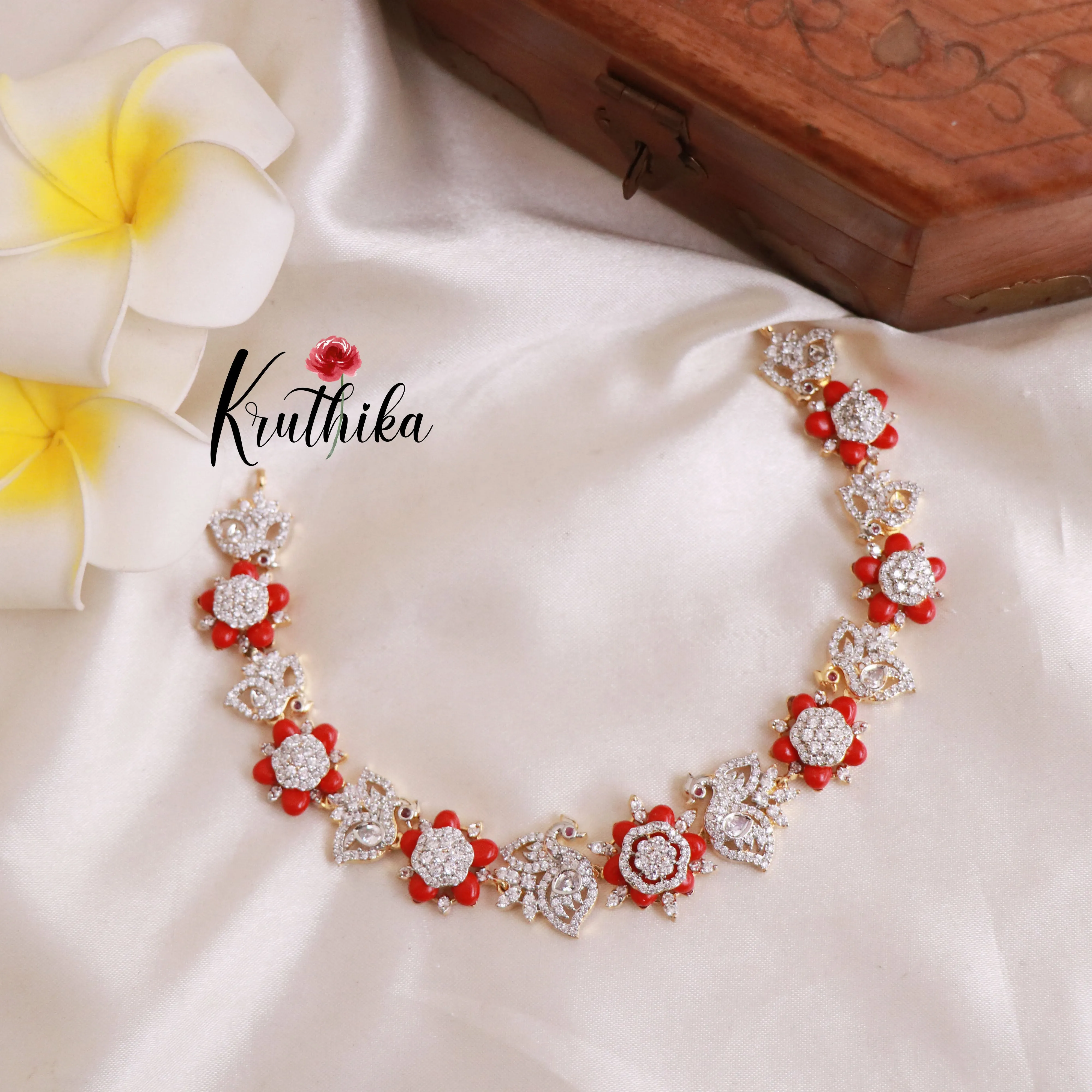 Trendy Premium Coral Stone Peacock Necklace NC1788