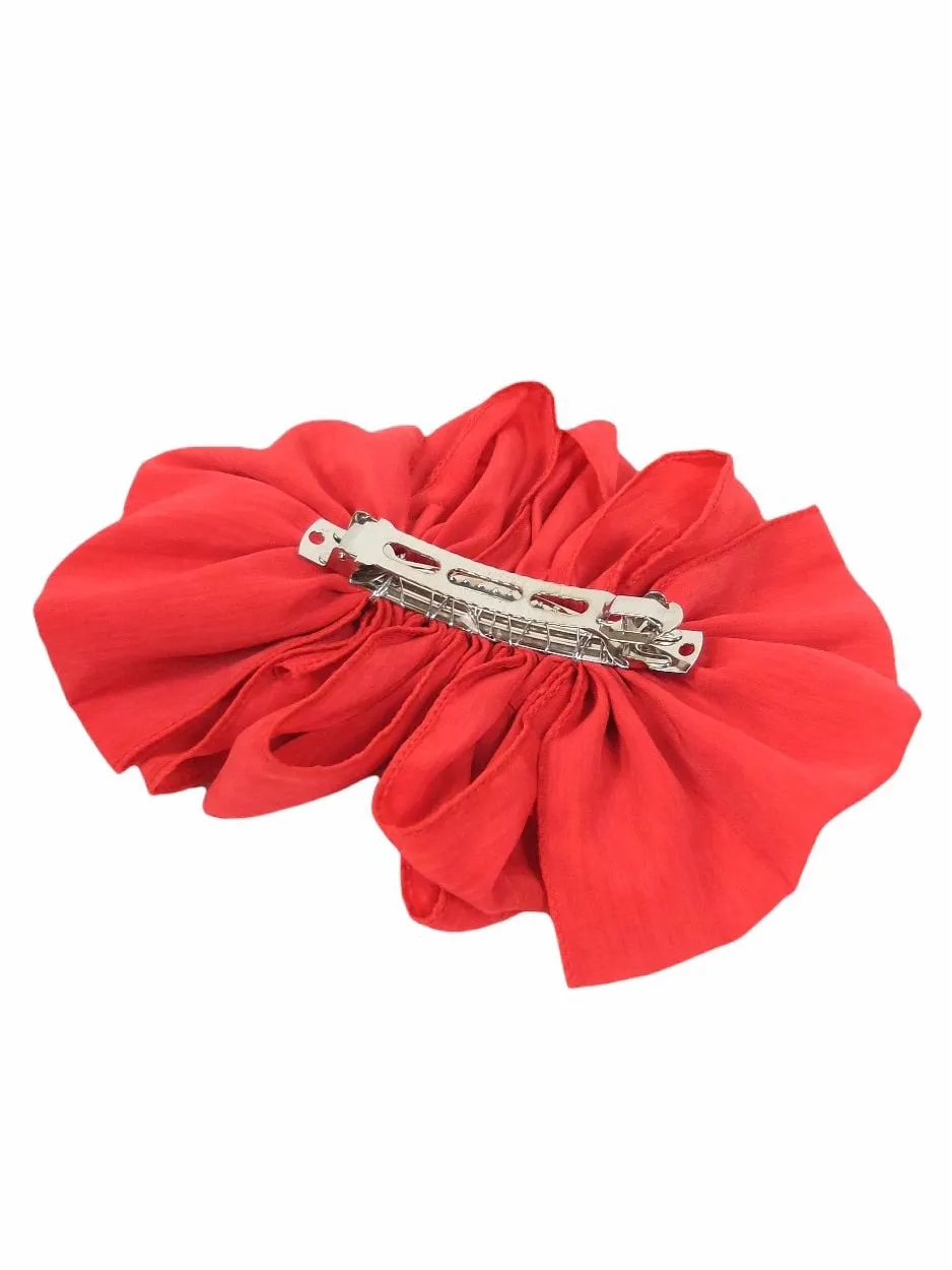 Vintage 80s Red Retro Avant-Garde Cute Chic Bohemian Large Oversized Hair Clip Barrette Bow