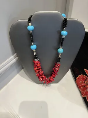 Vintage Coral & Tourquoise Bead Necklace
