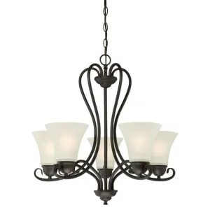 Westinghouse 6305700 5 Light Chandelier Oil Rubbed Bronze Finish with Frosted Glass