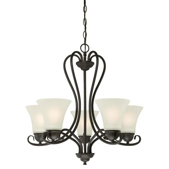 Westinghouse 6305700 5 Light Chandelier Oil Rubbed Bronze Finish with Frosted Glass