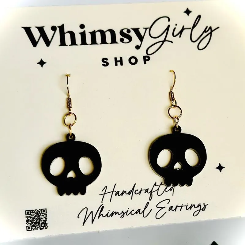 Whimsy Soulful Gazers Skull Drop Earrings Handmade Drop Earrings