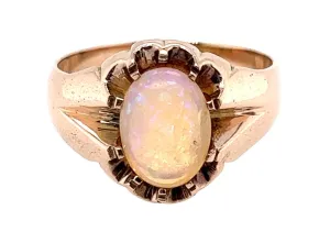 Yellow Gold & White Crystal Opal Ring