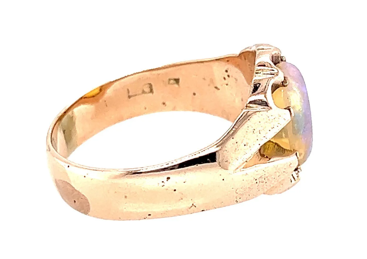 Yellow Gold & White Crystal Opal Ring