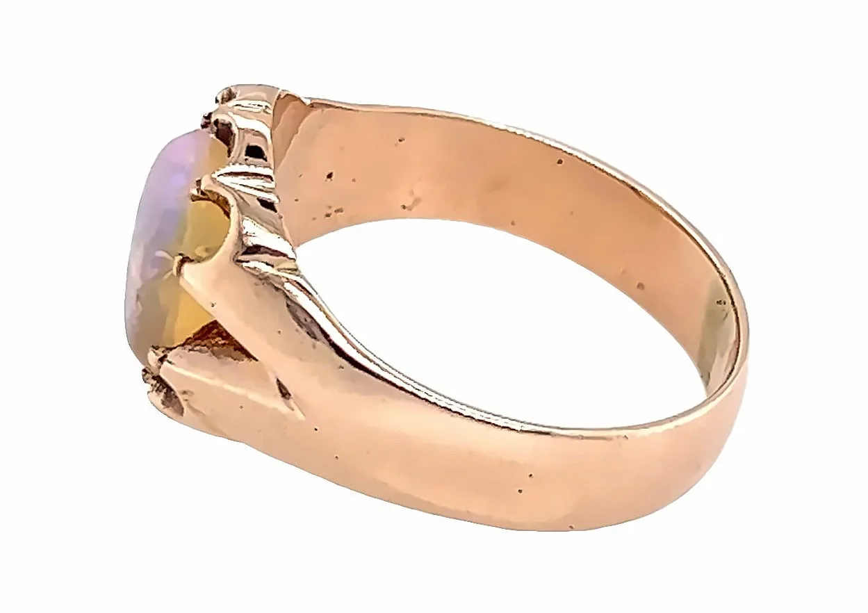 Yellow Gold & White Crystal Opal Ring