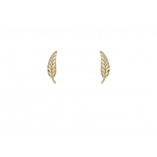 Yellow Gold Feather Stud Earrings GE2431
