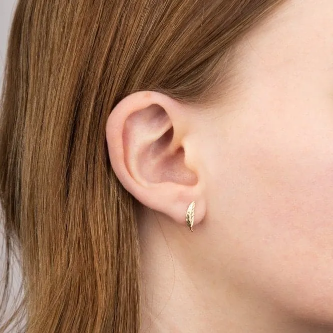 Yellow Gold Feather Stud Earrings GE2431