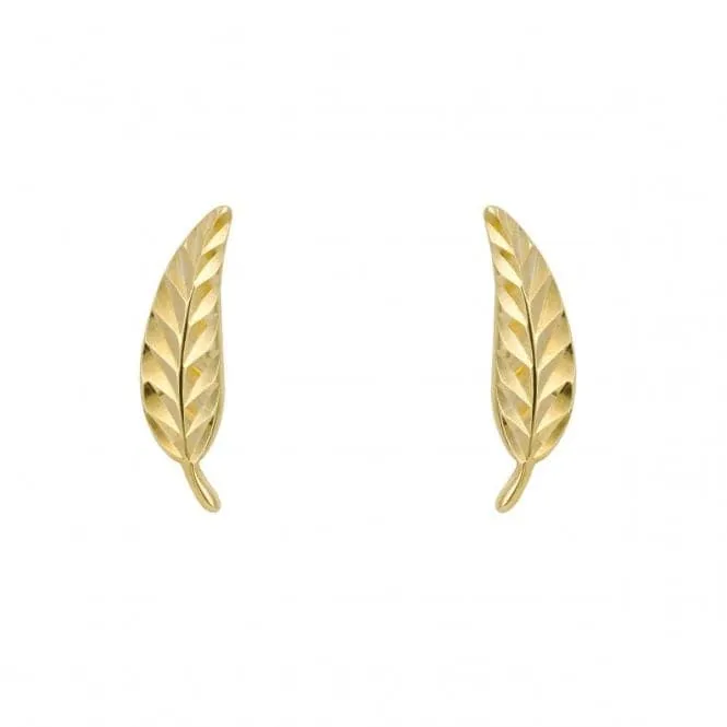 Yellow Gold Feather Stud Earrings GE2431