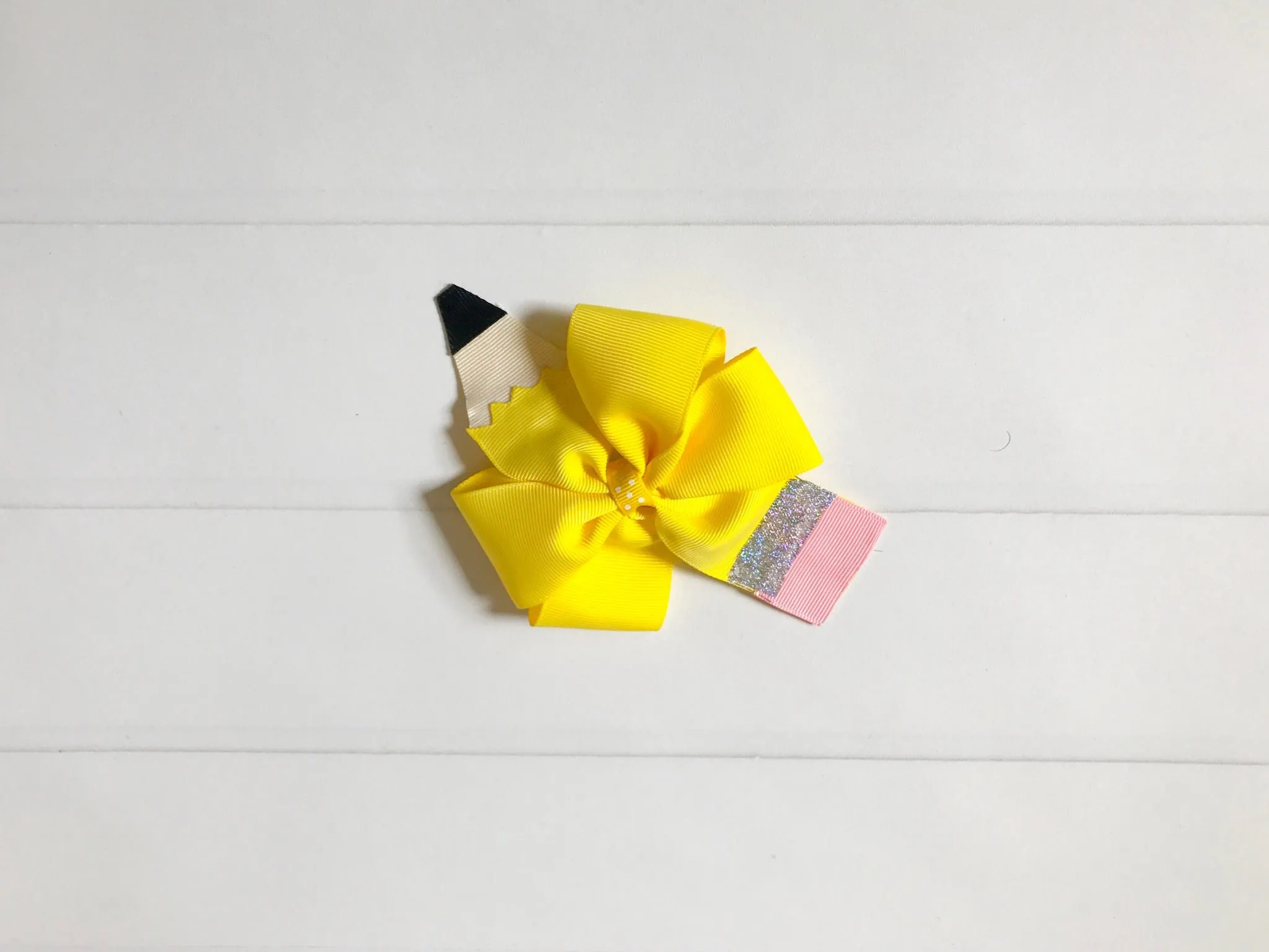 Yellow Pencil Pinwheel Hair Bow I The Enchanted Magnolia