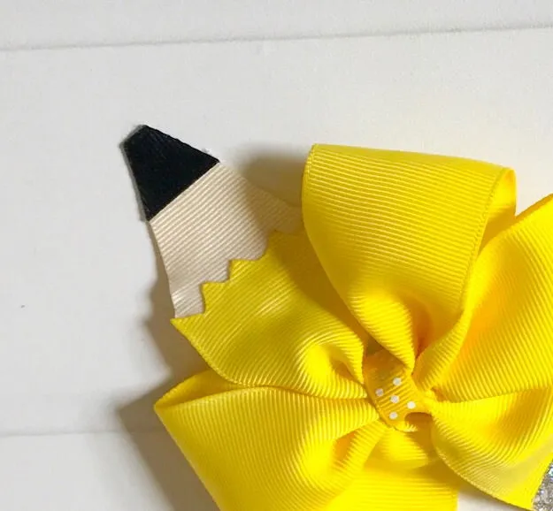 Yellow Pencil Pinwheel Hair Bow I The Enchanted Magnolia